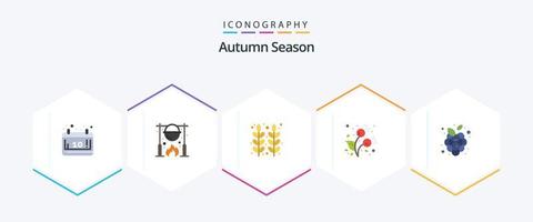 otoño 25 paquete de iconos planos que incluye frío. bayas. cocinando. otoño. acción de gracias vector