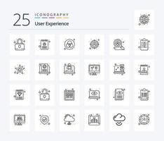 User Experience 25 Line icon pack including archive. search. color. research. target vector