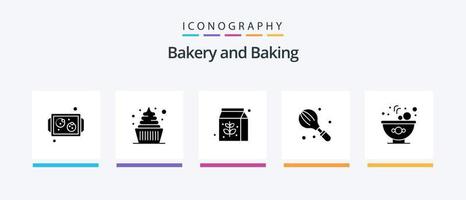 paquete de iconos de glifo 5 para hornear que incluye comida. mezclador. alimento. cocina. cocinando. diseño de iconos creativos vector