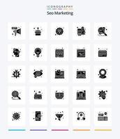 marketing seo creativo paquete de iconos negros sólidos de 25 glifos como el éxito. buscar. marketing seo .. dinero vector