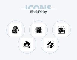 Black Friday Glyph Icon Pack 5 Icon Design. receipt. black friday. hot. bill. commerce vector