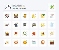 islam y ramadán 25 paquete de iconos de color plano que incluye regalo. cinta. cultura. luna. decoración vector