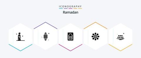 Ramadan 25 Glyph icon pack including celebrate . lantern . rug. carpet vector