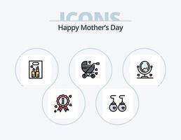 feliz día de la madre línea llena de icono paquete 5 diseño de icono. niños. bebé . logotipo de cuidado infantil vector