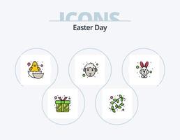 paquete de iconos llenos de línea de pascua 5 diseño de iconos. carro. oveja. cruz. cordero. rostro vector