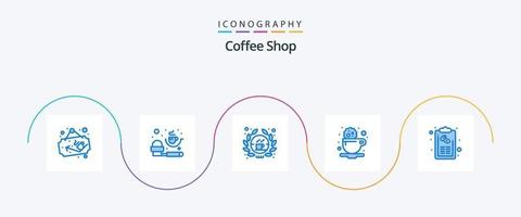 Coffee Shop Blue 5 Icon Pack Including coffee. drink. barista. cookie. break vector