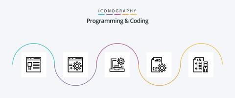 Programming And Coding Line 5 Icon Pack Including file. develop. development. programming. develop vector