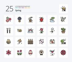 Spring 25 Line Filled icon pack including increase. berry. leaf. fruit. strawberry vector