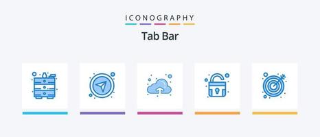 Tab Bar Blue 5 Icon Pack Including . target. up. goal. unlock. Creative Icons Design vector