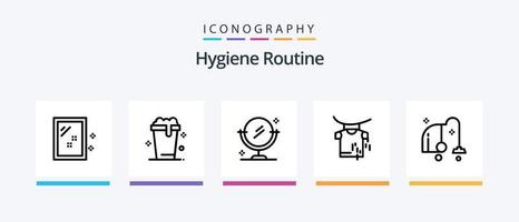 Hygiene Routine Line 5 Icon Pack Including cleaning. time. glass. cleaning. glass. Creative Icons Design vector