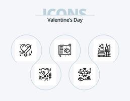 Valentines Day Line Icon Pack 5 Icon Design. rose. love. music. flower. wedding vector