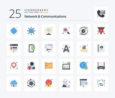 Network And Communications 25 Flat Color icon pack including good. ok. computer. search. find vector