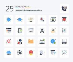 Network And Communications 25 Flat Color icon pack including good. ok. computer. search. find vector