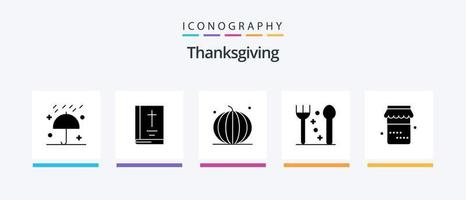 Thanks Giving Glyph 5 Icon Pack Including jam. fork. thanksgiving. cutlery. thanksgiving. Creative Icons Design vector