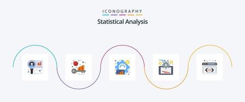 Statistical Analysis Flat 5 Icon Pack Including data analysis. online evaluation. analysis. data management. statistical vector