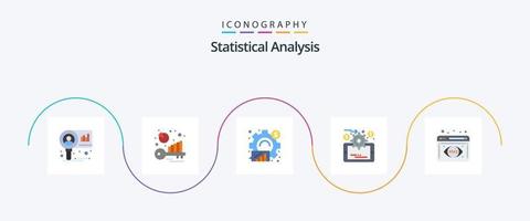 Statistical Analysis Flat 5 Icon Pack Including data analysis. online evaluation. analysis. data management. statistical vector