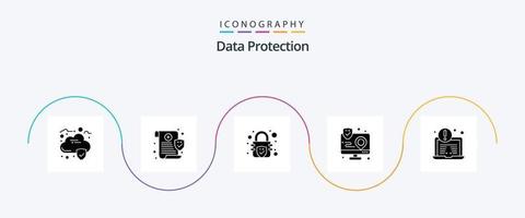 Data Protection Glyph 5 Icon Pack Including security. antivirus. lock. map. interaction vector