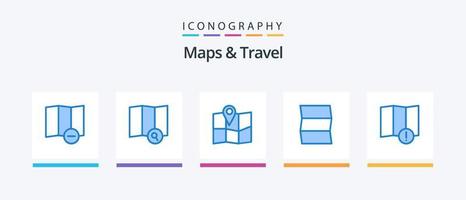 mapas y paquete de iconos de viaje azul 5 que incluye. ubicación. mapa. diseño de iconos creativos vector