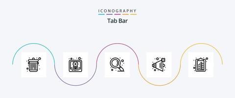 paquete de iconos de línea de barra de pestañas 5 que incluye . zoom. lista. Lista de Verificación vector