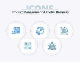 gestión de productos y diseño de iconos del paquete de iconos azules de negocios globales 5. diagrama. cuadro. distribución. análisis. Calidad premium vector