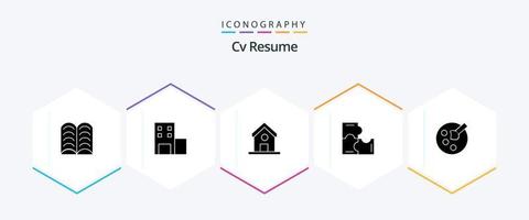 Cv Resume 25 Glyph icon pack including puzzle pieces. puzzle . education . science vector