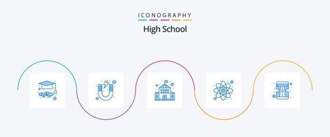 paquete de iconos azul 5 de la escuela secundaria que incluye la herramienta. lápiz. edificio. estudiar. educación vector