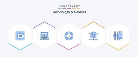 Devices 25 Blue icon pack including smart home. home. online. devices. products vector