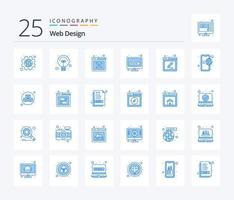 Web Design 25 Blue Color icon pack including tools. web page. tools. www. electronic vector