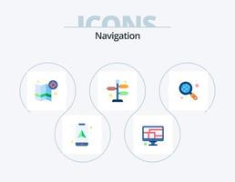 paquete de iconos planos de navegación 5 diseño de iconos. calle. flechas monitor. objetivo. alfiler de mapa vector