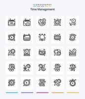 Creative Time Management 25 OutLine icon pack  Such As clock. routine. clock. regular. time vector