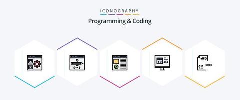 Programming And Coding 25 FilledLine icon pack including develop. app. develop. page. develop vector