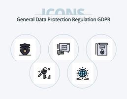 paquete de iconos llenos de línea gdpr 5 diseño de iconos. ley. gdpr seguridad. balance . charla de seguridad vector