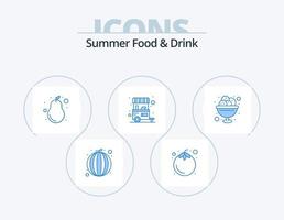 Summer Food and Drink Blue Icon Pack 5 Icon Design. cream. holidays. fruits. food vendor. food vector