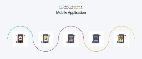 paquete de iconos de 5 planos llenos de línea de aplicación móvil que incluye citas. alarma. vídeo móvil aplicación movil vector