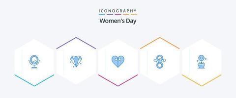 Womens Day 25 Blue icon pack including . eight. flower vector