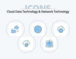 Cloud Data Technology And Network Technology Blue Icon Pack 5 Icon Design. power. media. cloud. social. share vector