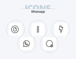 paquete de iconos de línea whatsapp 5 diseño de iconos. tiempo. básico. fuerza. agregar. adjuntar vector