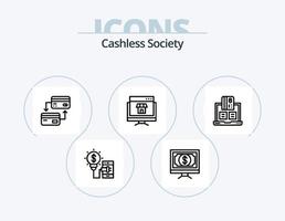 Cashless Society Line Icon Pack 5 Icon Design. credit. card. watch. cashless vector