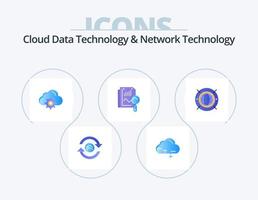 Cloud Data Technology And Network Technology Flat Icon Pack 5 Icon Design. web . computing. cloud. search. file vector