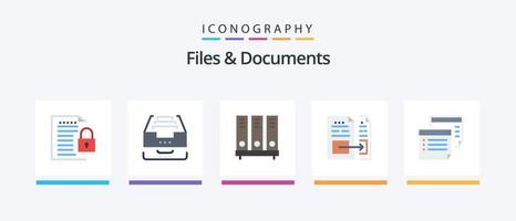 Paquete de 5 iconos planos de archivos y documentos que incluye documento. cuenta. documento. archivo. base de datos. diseño de iconos creativos vector