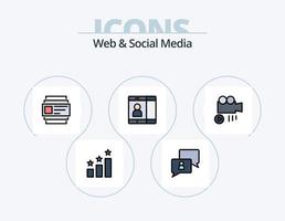 Web And Social Media Line Filled Icon Pack 5 Icon Design. star. rank . chat . vector