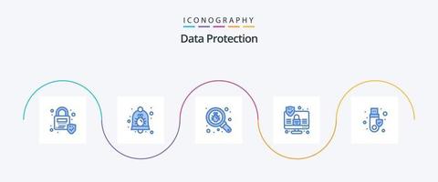 paquete de iconos azul 5 de protección de datos que incluye token. seguridad. bicho. seguridad. computadora vector