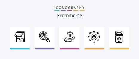 paquete de iconos de línea 5 de comercio electrónico que incluye agregar. comercio electrónico en línea. cesta. compras. diseño de iconos creativos vector