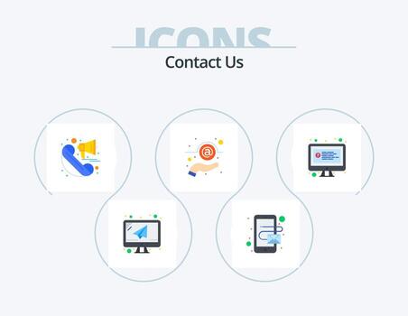 Contact Us Flat Icon Pack 5 Icon Design. question. computer. call. support. message vector