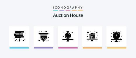 Auction Glyph 5 Icon Pack Including property. home. information. premium. ring. Creative Icons Design vector