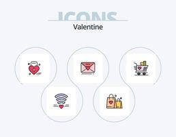 paquete de iconos llenos de línea de san valentín 5 diseño de iconos. amar. amar. calandrar. día. enamorado vector