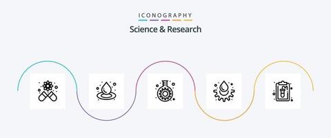 Science Line 5 Icon Pack Including lab. document. gear. clipboard. drop vector