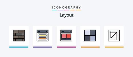 Layout Line Filled 5 Icon Pack Including layout. grid. ui. arrange. popup. Creative Icons Design vector