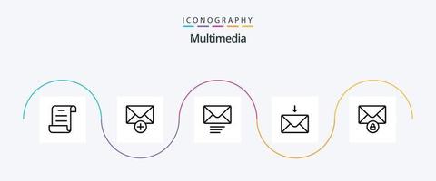 paquete de iconos de línea multimedia 5 que incluye . enviar. privado. correo vector