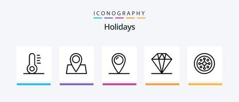 Holidays Line 5 Icon Pack Including ice cream. holiday. winter. cold. recreations. Creative Icons Design vector